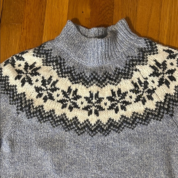 Inis Crafts Merino Wool Nordic Pattern Mock Neck Sweater - Picture 9 of 14